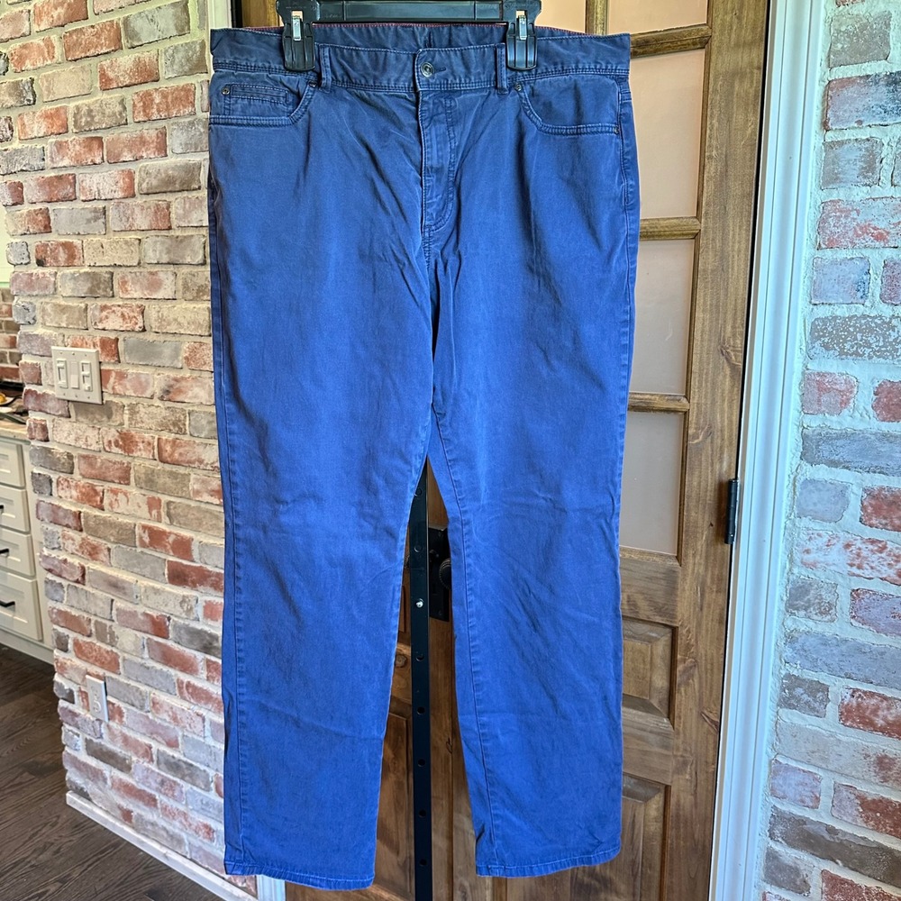 johnnie-O‎ Pants Mens 38x34 Admiral Blue Stretch Twill Straight Leg 5-Pocket
